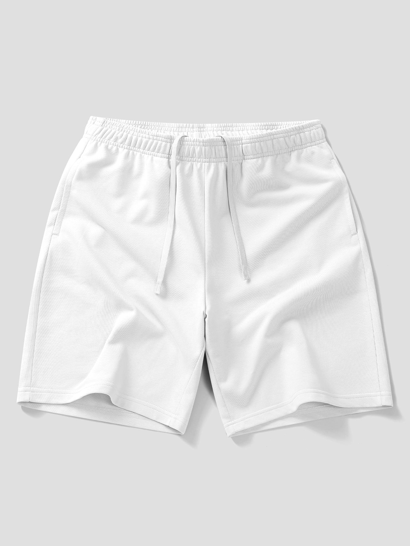 Relax Fit 2 In 1 Notched Collar T-Shirt & Cotton Drawstring 7" Shorts