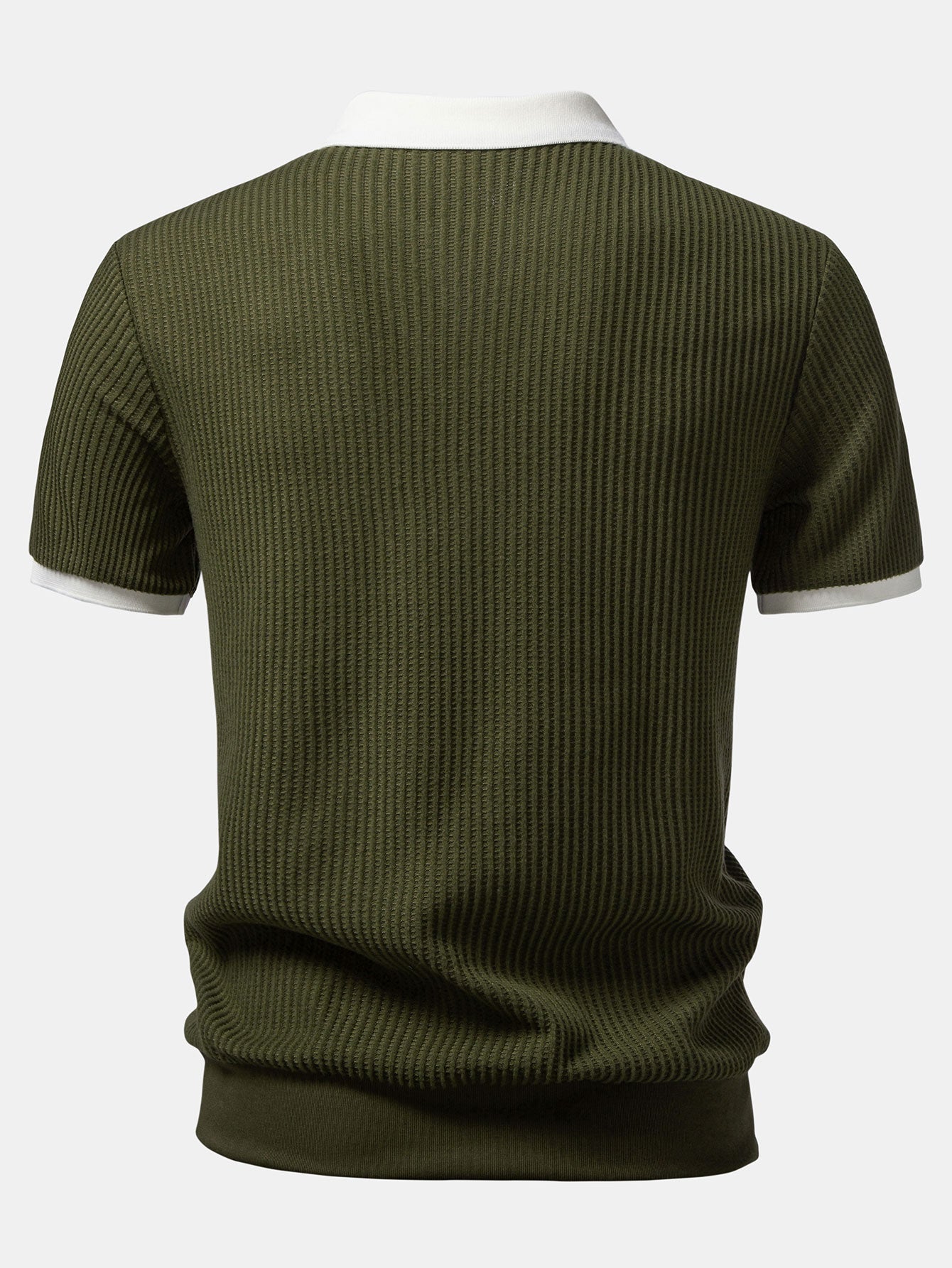 Contrast Knit Waffle Johnny Collar Polo & Slim Fit Tapered Trousers