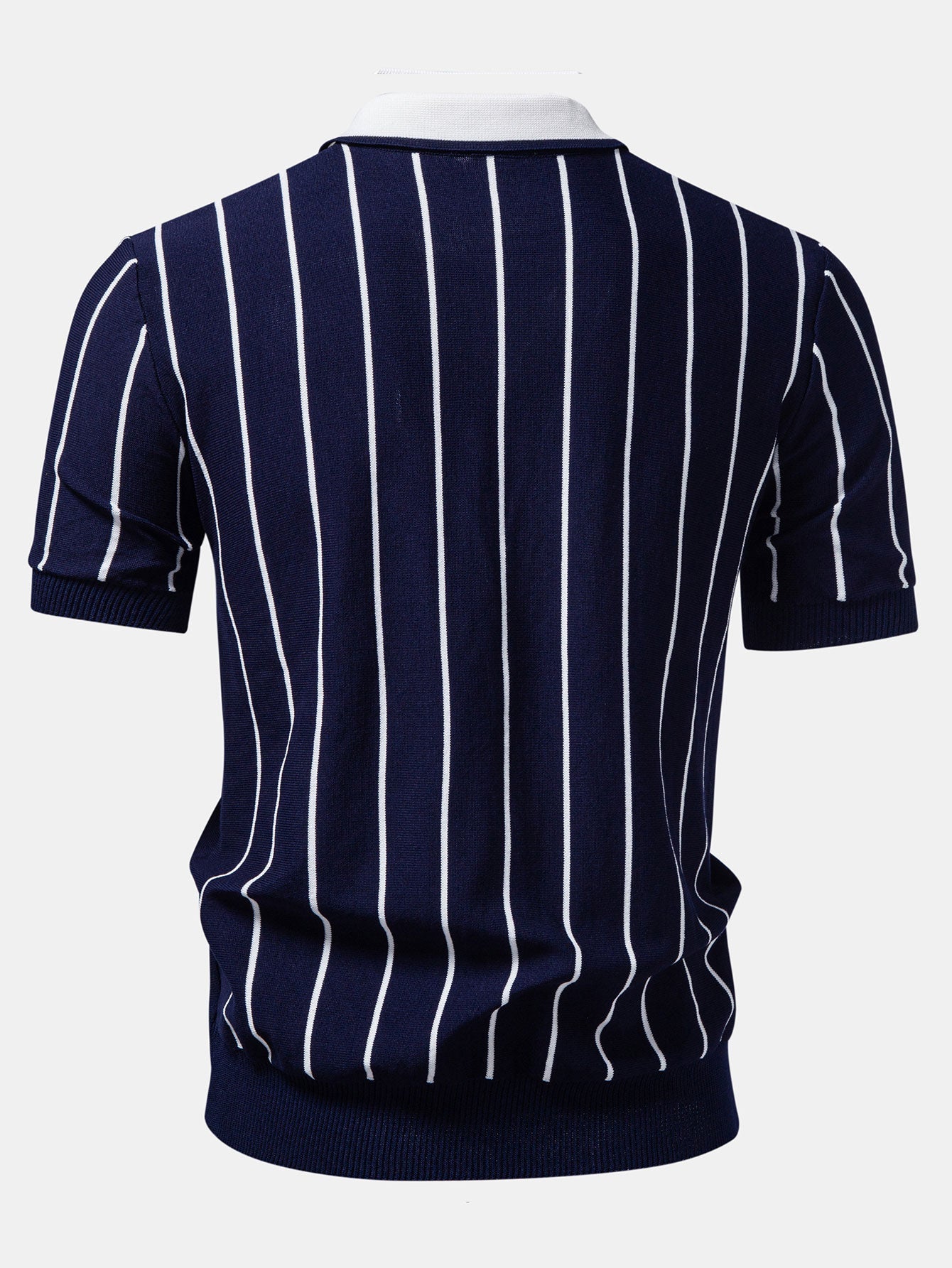 Stripe Button Up Knit Shirt & Slim Fit Tapered Trousers