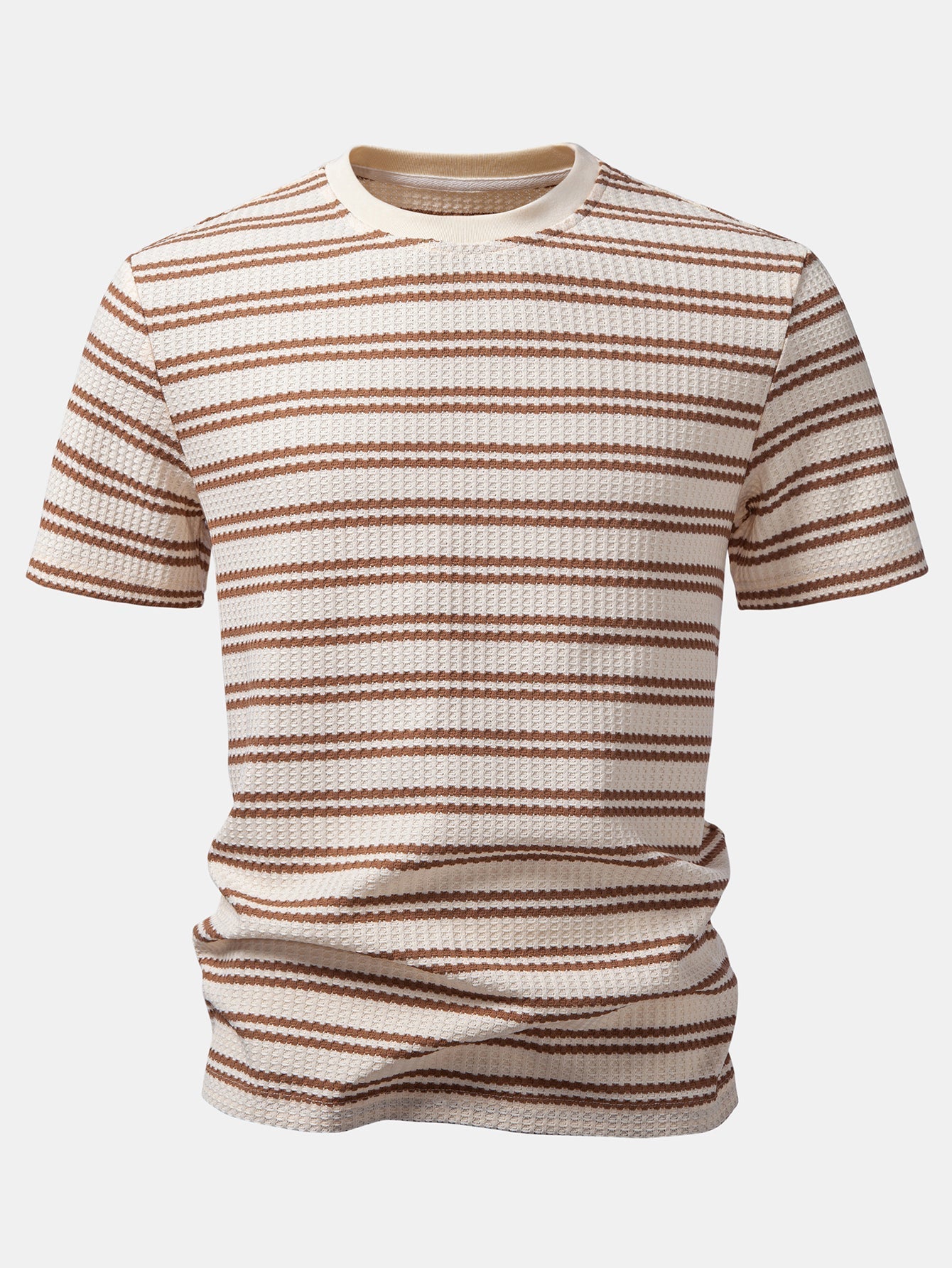 Stripe Waffle T-Shirt & Elastic Waist Chino Shorts