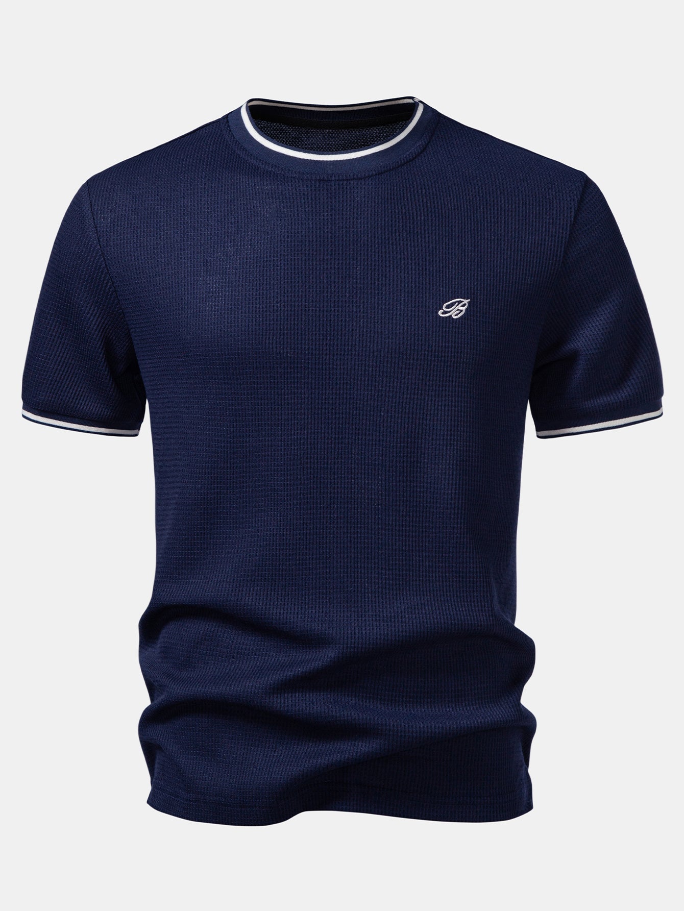 Contrast Trim Waffle Ringer T-Shirt & Elastic Waist Chino Shorts