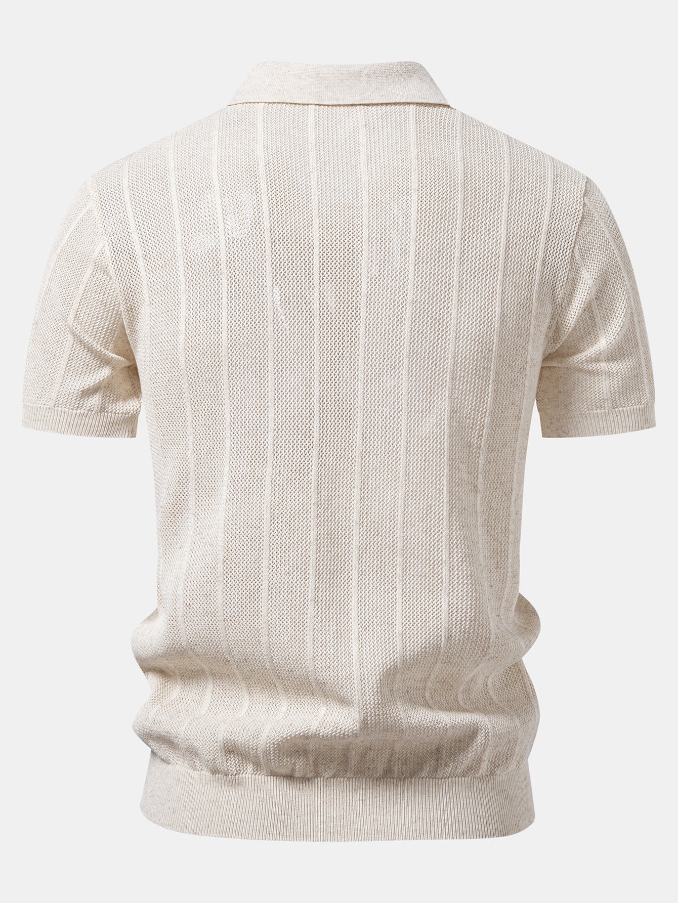 Linen Stripe Open Knit Polo & Straight Leg Linen Pants