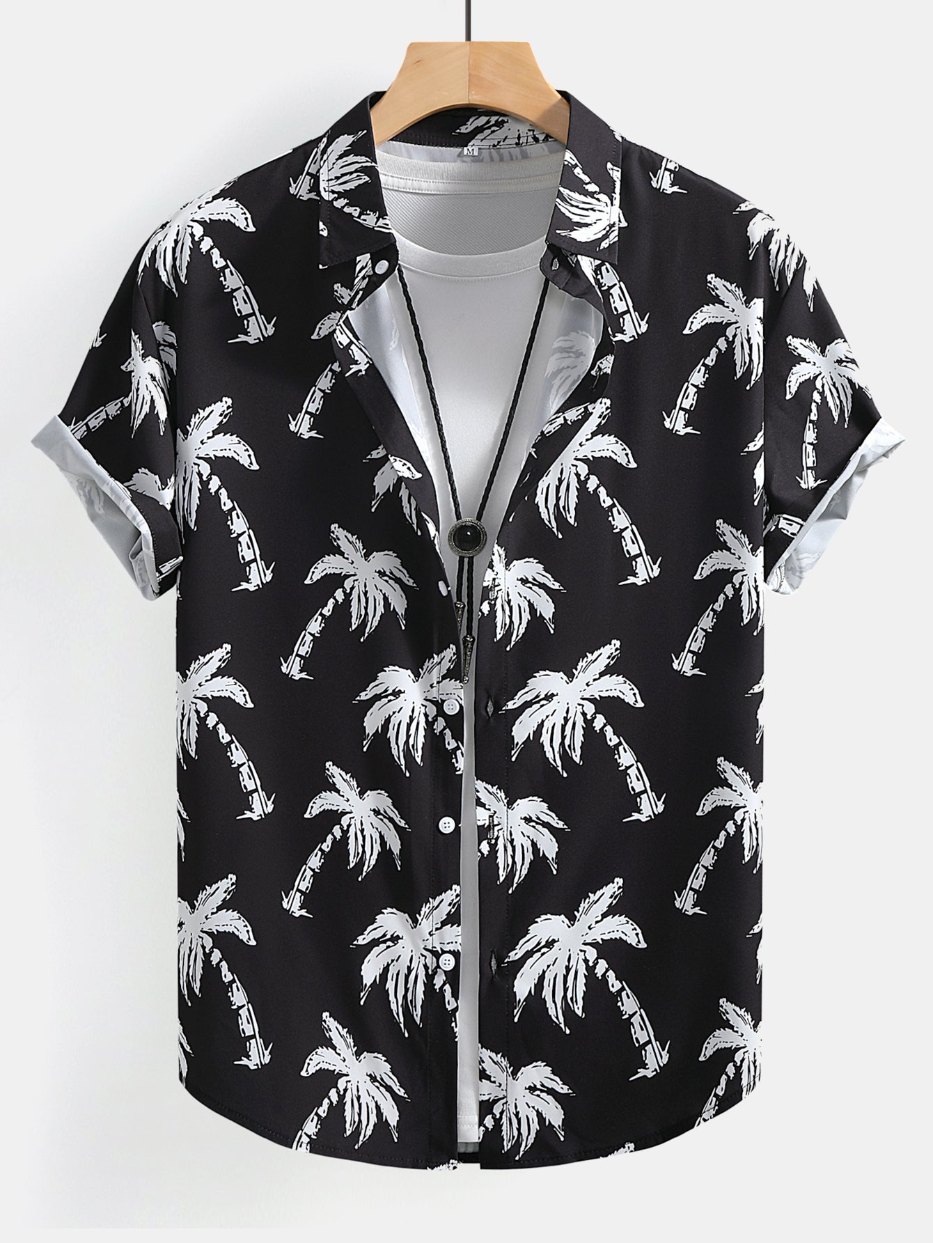 Palm Tree Print Button Up Shirt & Swim Shorts