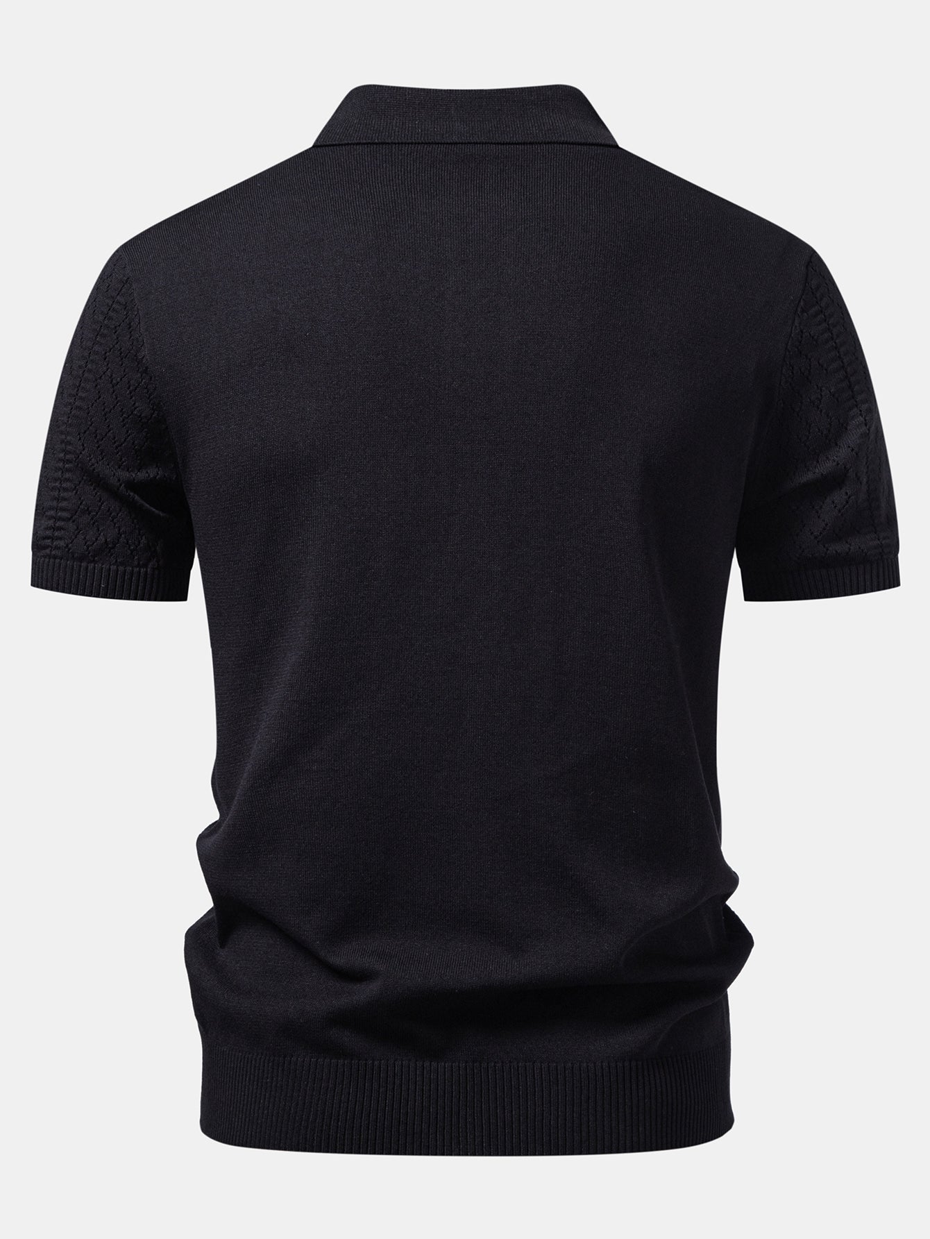 Geometric Jacquard Open Knit Polo & Straight Leg Linen Pants