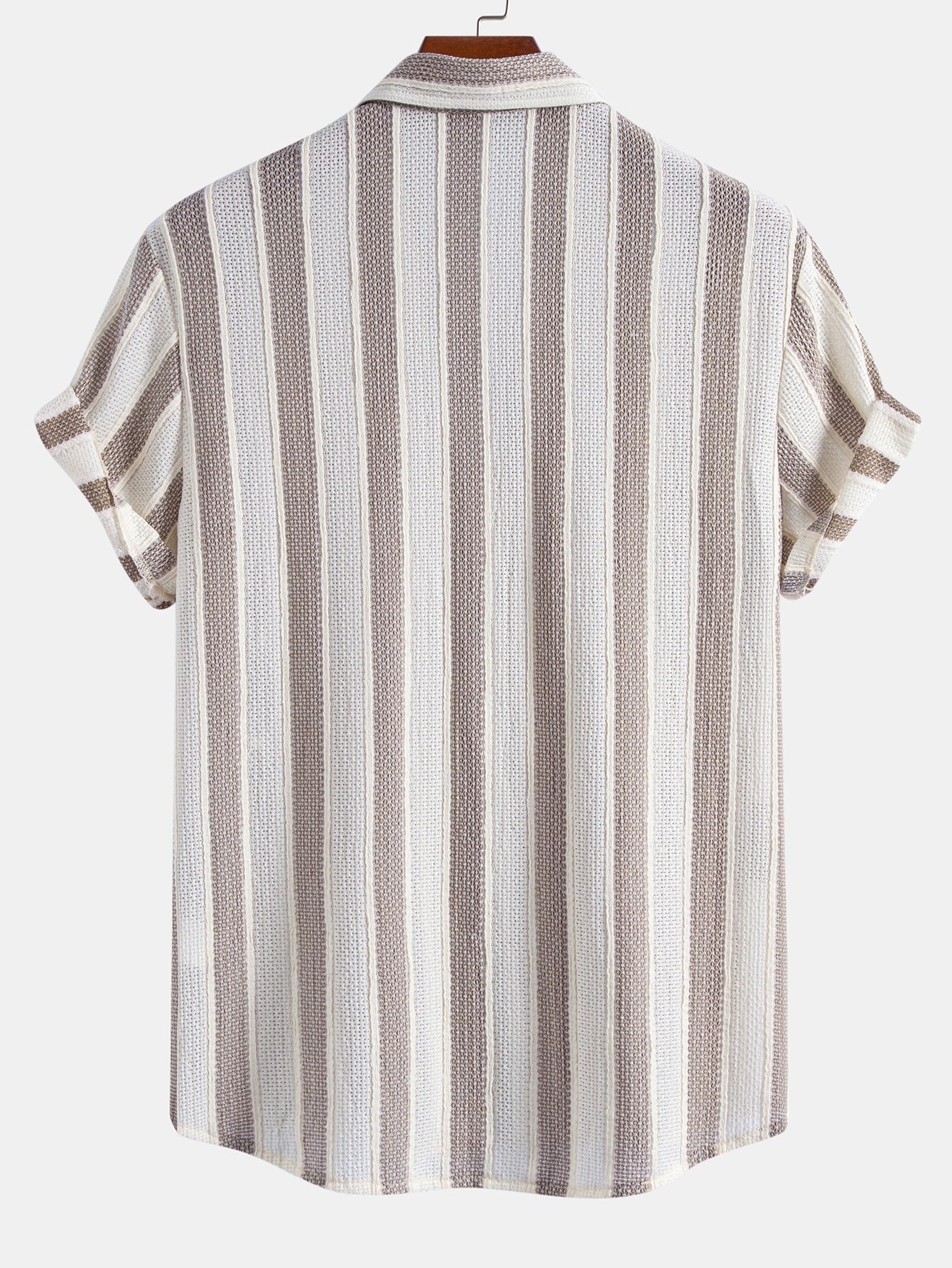 Textured Striped Button Up Shirt & Crinkle Textured Straight Leg Pants