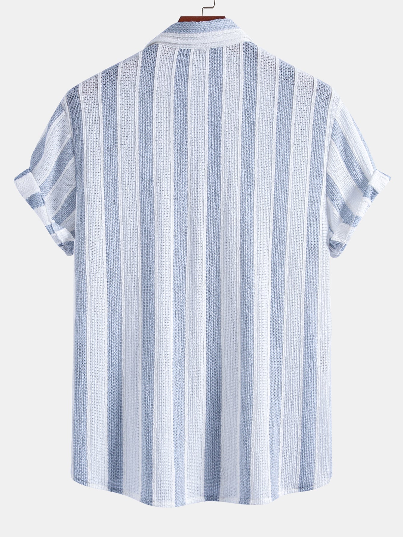 Textured Striped Button Up Shirt & Crinkle Textured Straight Leg Pants