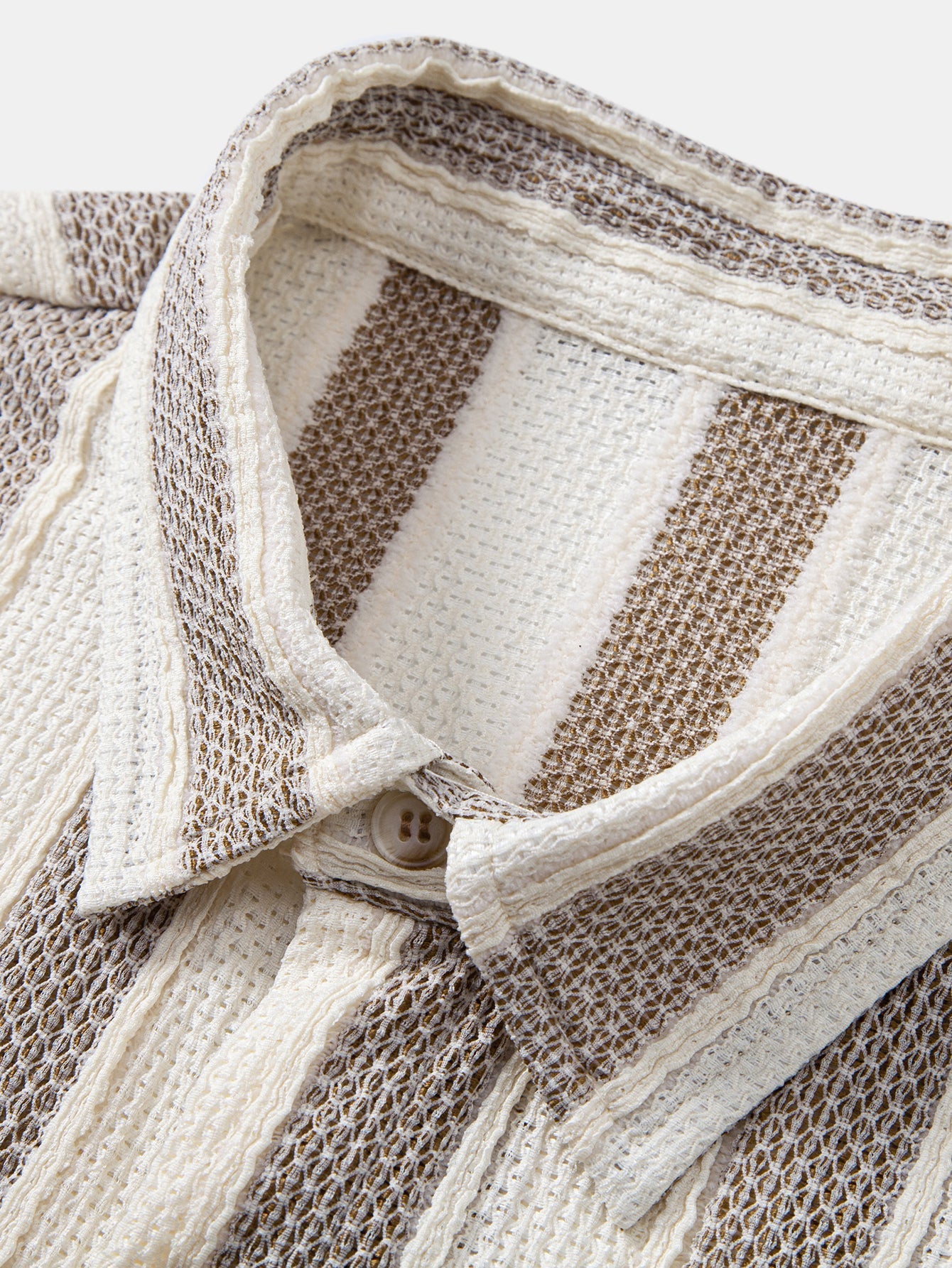 Textured Striped Button Up Shirt & Straight Leg Linen Pants