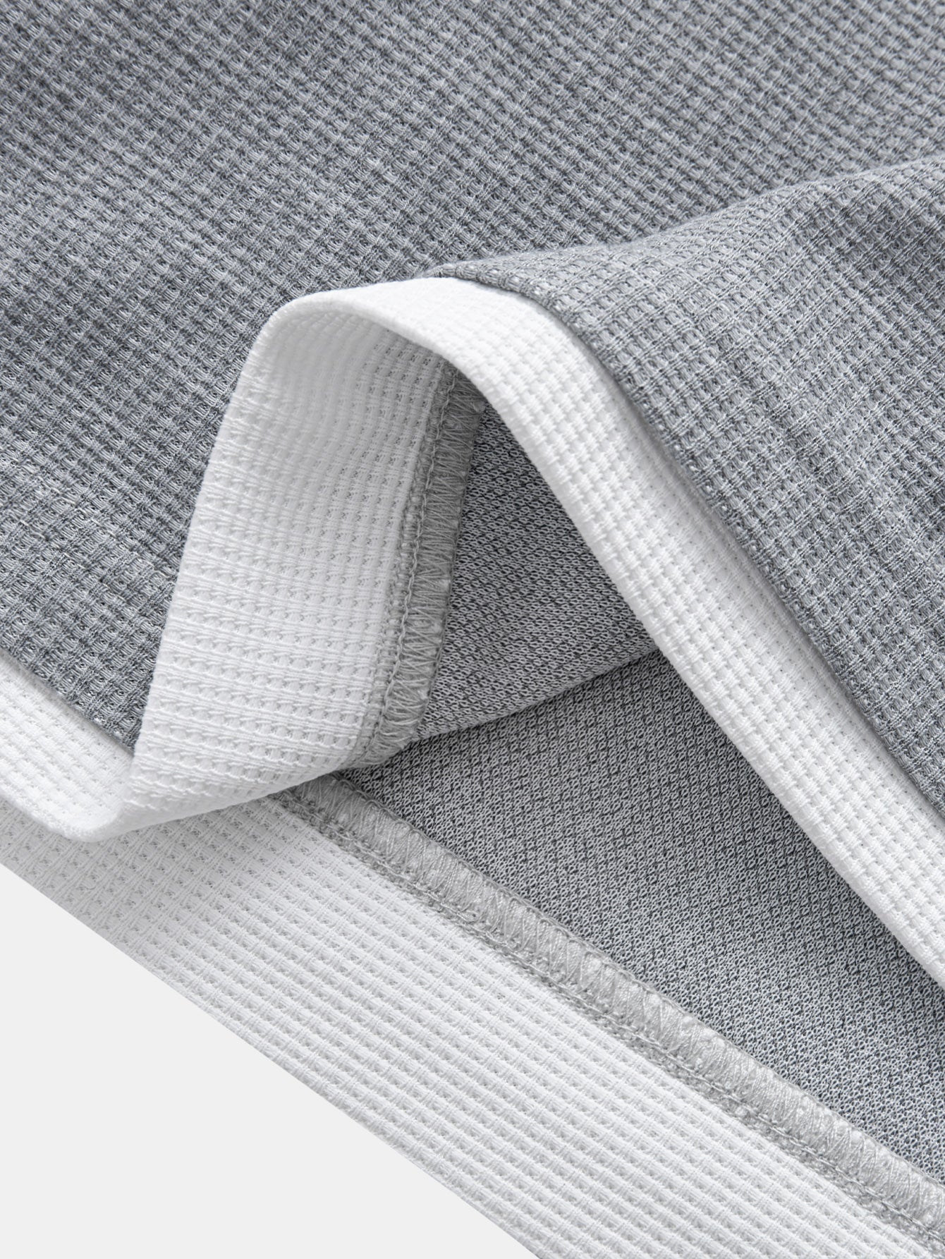 Contrast Button-Placket Waffle Hooded T-Shirt & 2 In 1 Waffle 7″‌ Shorts