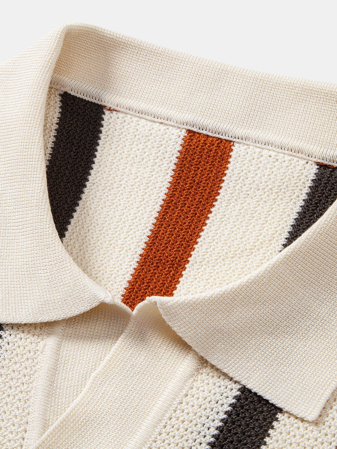 Striped Knit Johnny Collar Polo & Straight Leg Linen Pants