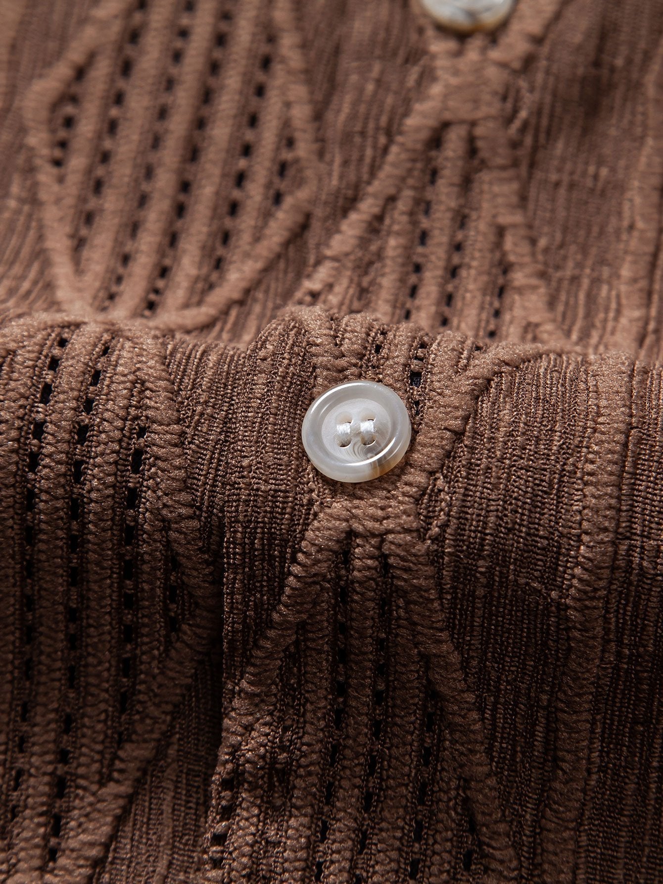 Geometric Jacquard Eyelet Cuban Shirt & Linen Blend Drawstring 7" Shorts