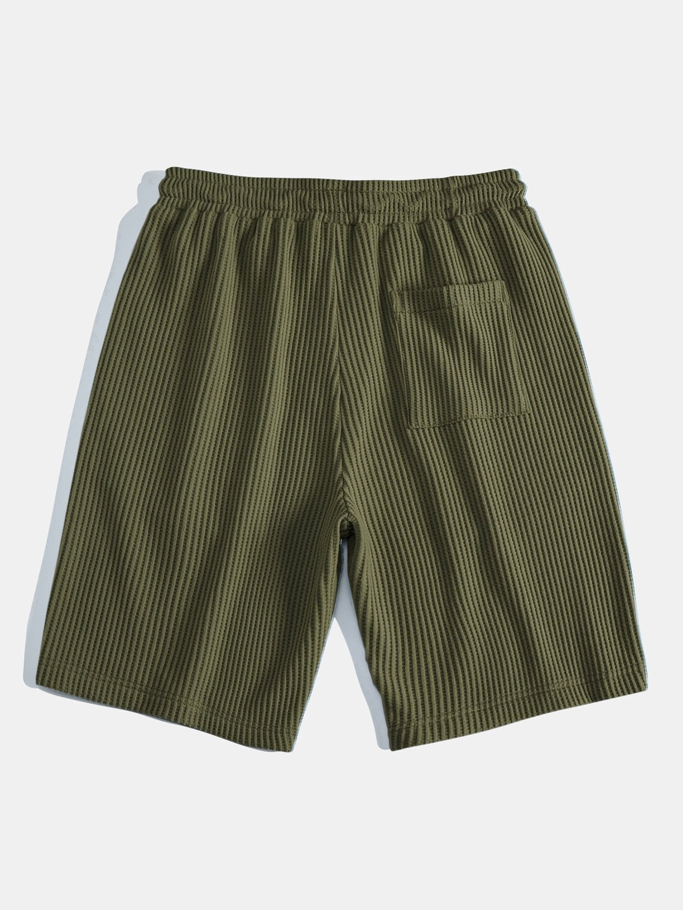 Contrast Knit Waffle Johnny Collar Polo & Drawstring Knitted Waffle Shorts
